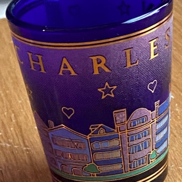COBALT BLUE Charleston Shot Glass Designed With Landmark Street Whiskey Shot - Picture 3 of 9